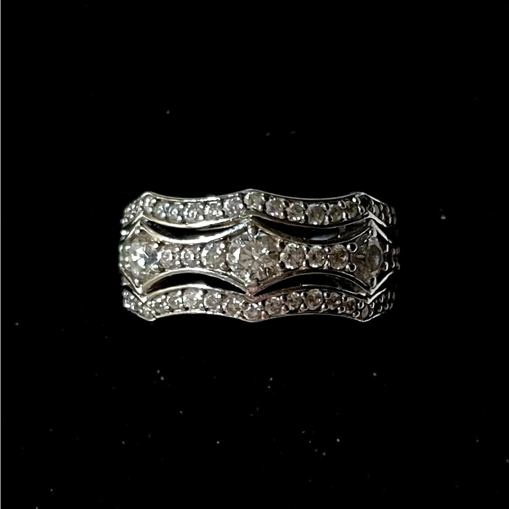JTV Bella Luce White Cubic Zirconia Rhodium Over Sterling Silver Ring 1.31ctw